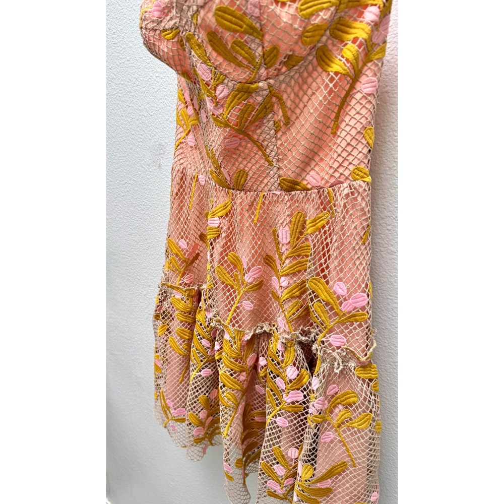 Eva Franco Strapless Embroidered Mini Dress Size 2 Blush Pink Floral Anthro $368 - Picture 4 of 6